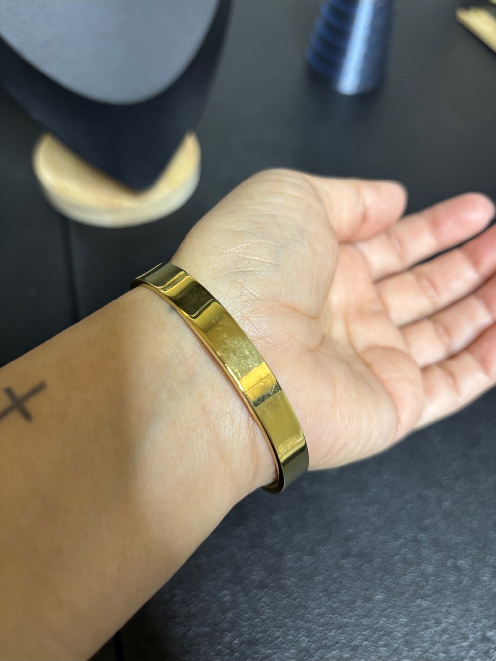 Kate Spade Aurora Borealis AB Gold Tone Clean Slate Cuff Bracelet - Picture 9 of 9